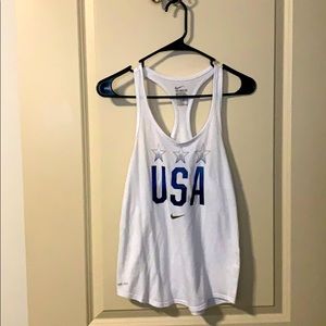 white racer back gym tank USA